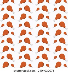Chicken leg trendy abstract pattern repeating vector illustration background
