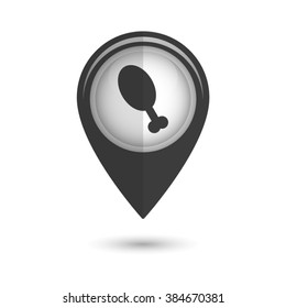 chicken leg - vector icon;  black map pointer