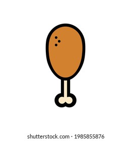Icono del vector de la pierna de pollo en el estilo de contorno relleno. Las piernas de pollo son una proteína deliciosa y fácil de comer para servir con una comida. El icono de ilustración vectorial se puede utilizar para una aplicación, sitio web o parte de un logotipo.