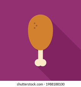 Chicken Leg Vector Icon in Flat Style. Chicken legs are a delicious and easy-to-eat protein to serve with a meal. Vector illustration icon can be used for an app, website, or part of a logo.
