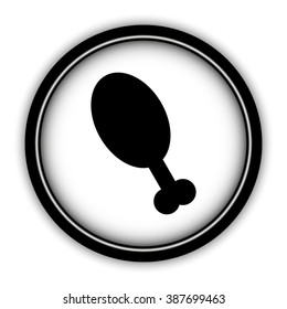 chicken leg - vector icon; round  button with shadow