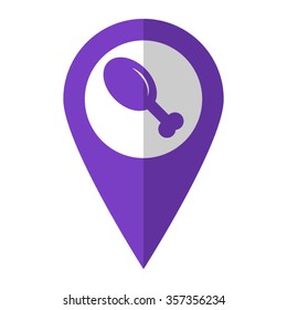 chicken leg - vector icon;  violet map pointer
