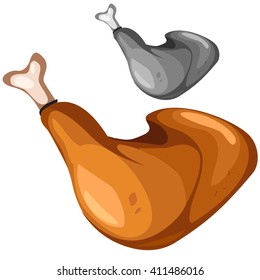 Chicken leg. Vector illustration.