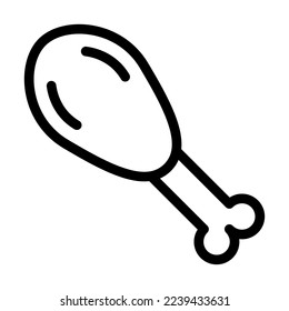 Chicken Leg Vector Line Icon Design