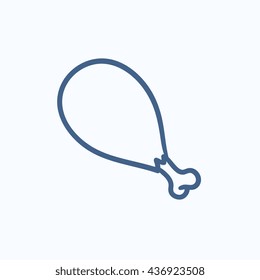 Chicken leg vector sketch icon isolated on background. Hand drawn Chicken leg icon. Chicken leg sketch icon for infographic, website or app.