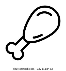 Chicken Leg Vector Thick Line Icon For Personal And Commercial Use.

