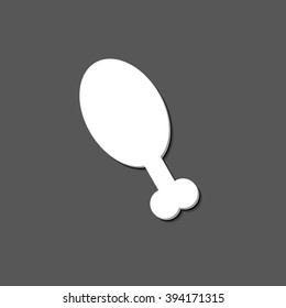 chicken leg - white vector icon  with shadow