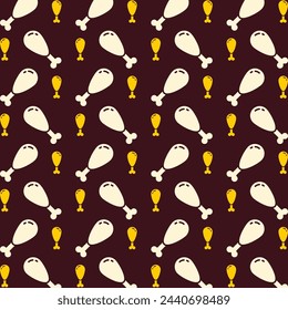 Chicken Leg wonderful trendy multicolor repeating pattern vector illustration background