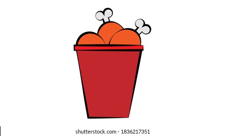 Chicken legs basket icon isolated on white background vector illustration. Street fast food vector graphic silhouette.