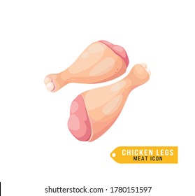 Chicken legs, bird meat isolated icon. Chicken part delicious illustration for menu, cover, packaging. Realistic raw chicken meat product, graphic element.