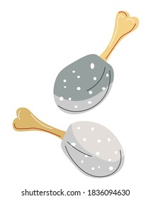 Chicken legs with bread crumbs, fried drumsticks. Cooking meat dish or ordering food from restaurant. Barbeque or or homemade meal, delicious grilled poultry recipe menu, vector in flat style