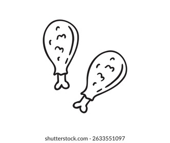 Patas de pollo garabato dibujado a mano icono, nutriente de cocina. Alimentos proteicos. Clipart de línea de esbozo. Patas de pollo aisladas. Ilustración vectorial
