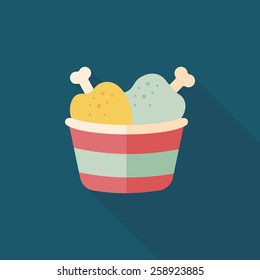 Chicken legs flat icon with long shadow,eps10