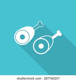 Chicken legs flat icon with long shadow