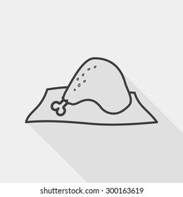Chicken legs flat icon with long shadow, line icon