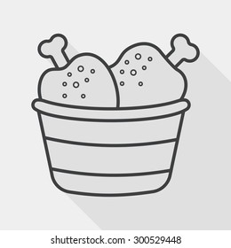 Chicken legs flat icon with long shadow, line icon
