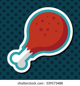 Chicken legs flat icon with long shadow,eps10