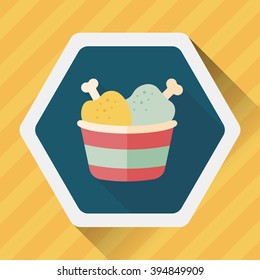Chicken legs flat icon with long shadow,eps10