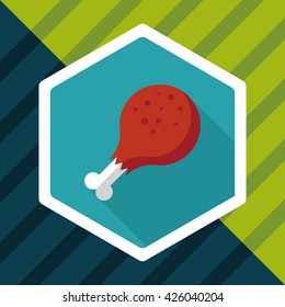 Chicken legs flat icon with long shadow,eps10