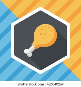 Chicken legs flat icon with long shadow,eps10