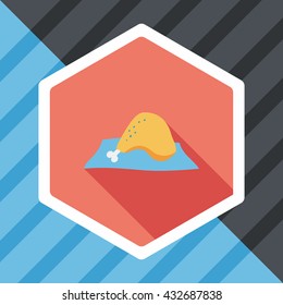 Chicken legs flat icon with long shadow,eps10