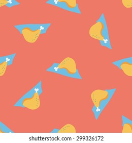 Chicken legs flat icon,eps10 seamless pattern background