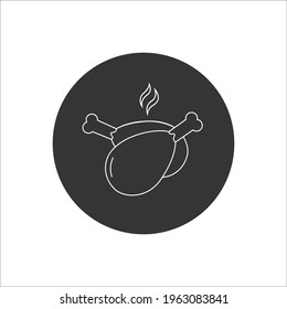 Chicken legs flat line white icon. Vector flat illustration