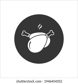 Chicken legs flat white icon. Vector flat illustration