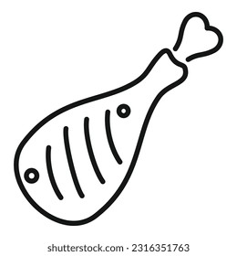 Hühnerschenkel Symbol Umrissvektor. Fleisch bbq. Rost-Cookie