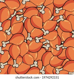 Chicken Legs Pattern Background. Delicious Food Vector Illustration.
