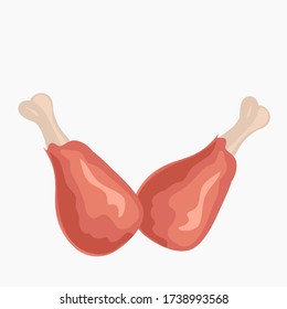 Chicken legs. A piece of fried chicken. The concept of cooked dishes. Culinary. Food product. Cartoon style