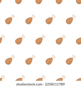 Chicken legs are a regular simple vector seamless pattern. Background for fast food with chicken