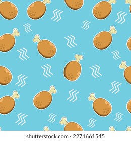 Chicken legs, vector image, pattern, fast food, seamless image