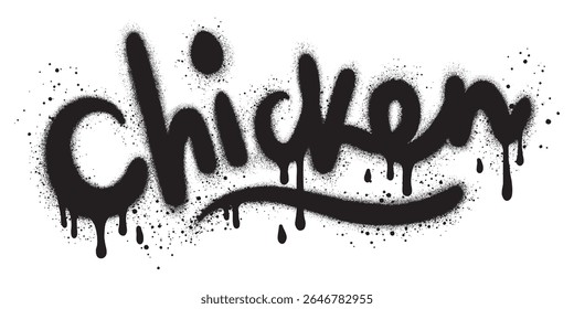 Chicken letter logo in urban graffiti style with black spray paint. Fried Chicken Logo. Suitable for restaurants, cafes, signs, labels, banners and backgrounds