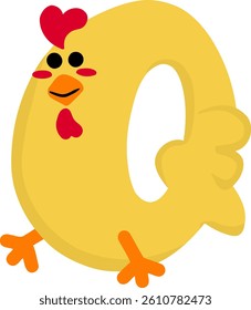 Chicken Letter Vector Element Alphabet O