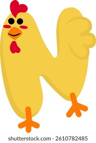 Chicken Letter Vector Element Alphabet L