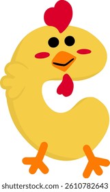 Chicken Letter Vector Element Alphabet A