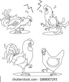 Chicken Line Art Design Hand Drawing Sketch Vector illustration For Adult And Kids Coloring Book