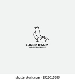 chicken line art logo design - vector
