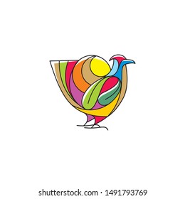 chicken line art logo icon vector