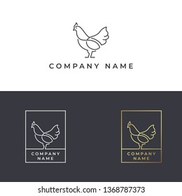 chicken line art logo vector