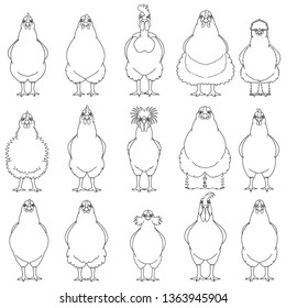 chicken line art set