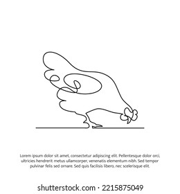 Diseño de la línea de pollo. Elementos decorativos dibujados en una línea continua. Ilustración vectorial de estilo minimalista sobre fondo blanco.