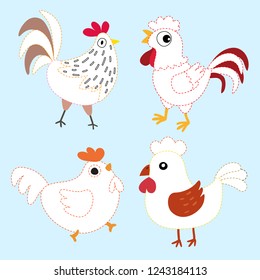 chicken line drawing vector design for kid