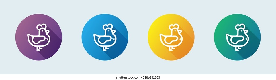 Chicken line icon in flat design style. Hen signs vector illustrtaion.