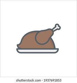 Chicken Line Icon Isolated On White Background