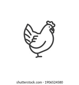 Chicken line icon. linear style sign for mobile concept and web design. Easter chicken outline vector icon. Symbol, logo illustration. Vector graphics