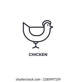 chicken line icon. linear style sign for mobile concept and web design. Outline vector icon. Symbol, logo illustration. Vector graphics