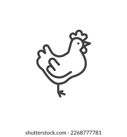 Chicken line icon. linear style sign for mobile concept and web design. Hen chicken outline vector icon. Symbol, logo illustration. Vector graphics