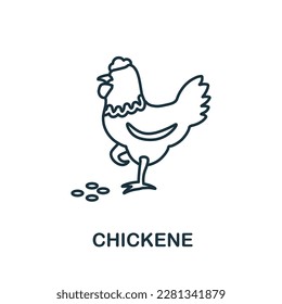 Chicken line icon. Monochrome simple Chicken outline icon for templates, web design and infographics